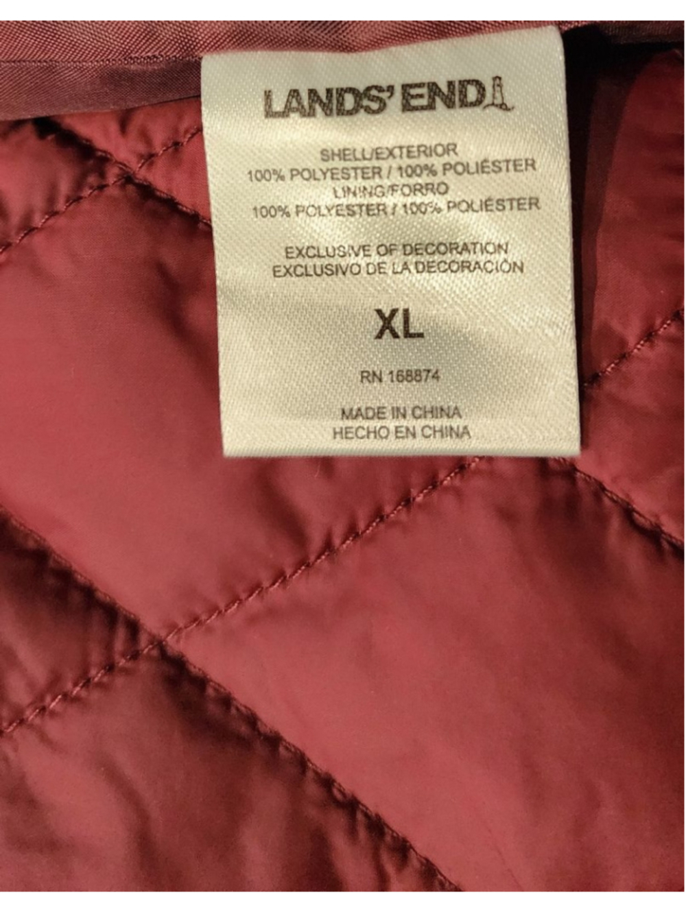 Lands' End XL Maroon 3-in-1 Winter Jacket & Quilted Vest Hooded Coat Women's - Picture 16 of 16